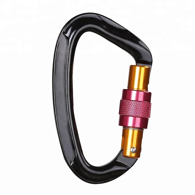 D-shape Screw Gate Swivel Metal Mountaineering Climbing Bulletproof Carabiner Lock Buckle