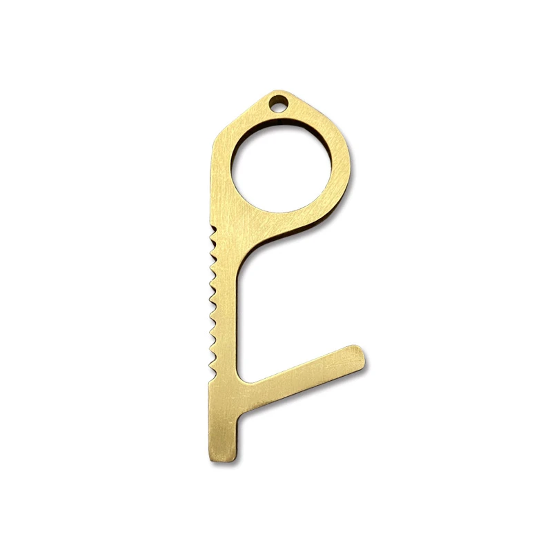 No Touch Contact Brass Door Opener Keychain3